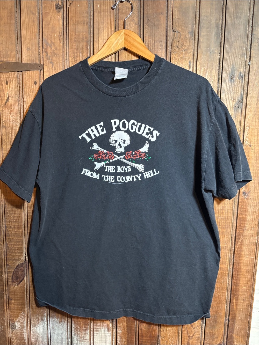 The Pogues 2006 Graphic Tee with Skull & Roses - Black